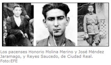 De izquierda a derecha: Reyes Saucedo “Parrala”, Honorio Molina Merino “El Comandante”, José Méndez Jaramago “El Manco de Agudo”. Fuente: http://higueradevargas.blogspot.com/2011/01/el-maqui-el-manco-de-agudo-enterrado-en.html
