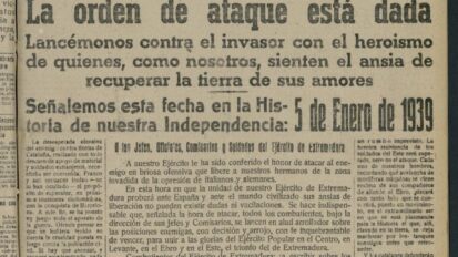 Noticia en la que se hace referencia a la ofensiva del bando republicano en enero de 1939. Fuente: http://www.memoriademadrid.es/buscador.php?accion=VerFicha&id=36106&num_id=5&num_total=148