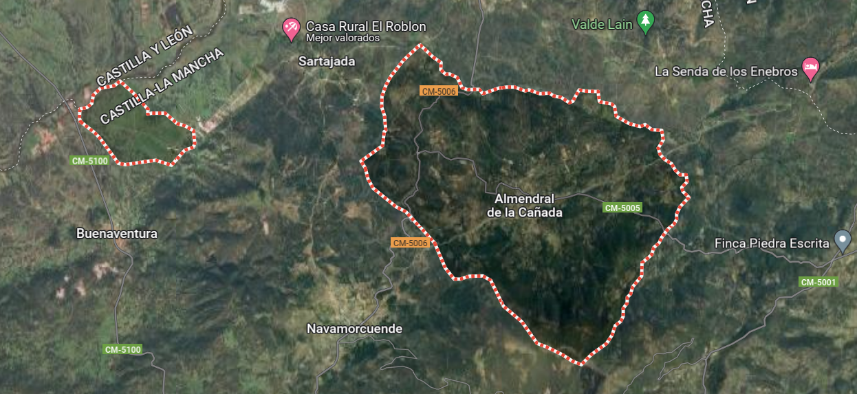 Almendral de la Cañada. Elaboración propia mediante Google Earth
